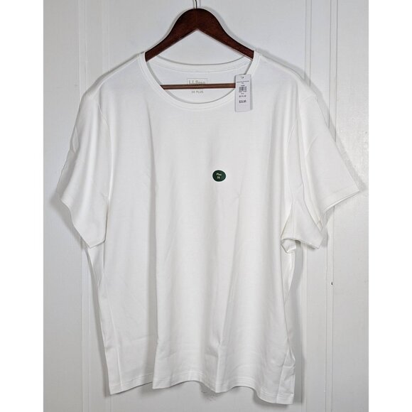 LL Bean Size PLUS 3X Womens White Short Sleeve Tee Shirt Cotton NEW NWT Classic - Picture 1 of 5